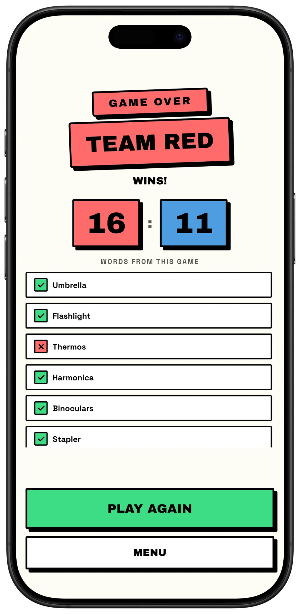 Alias: team game result